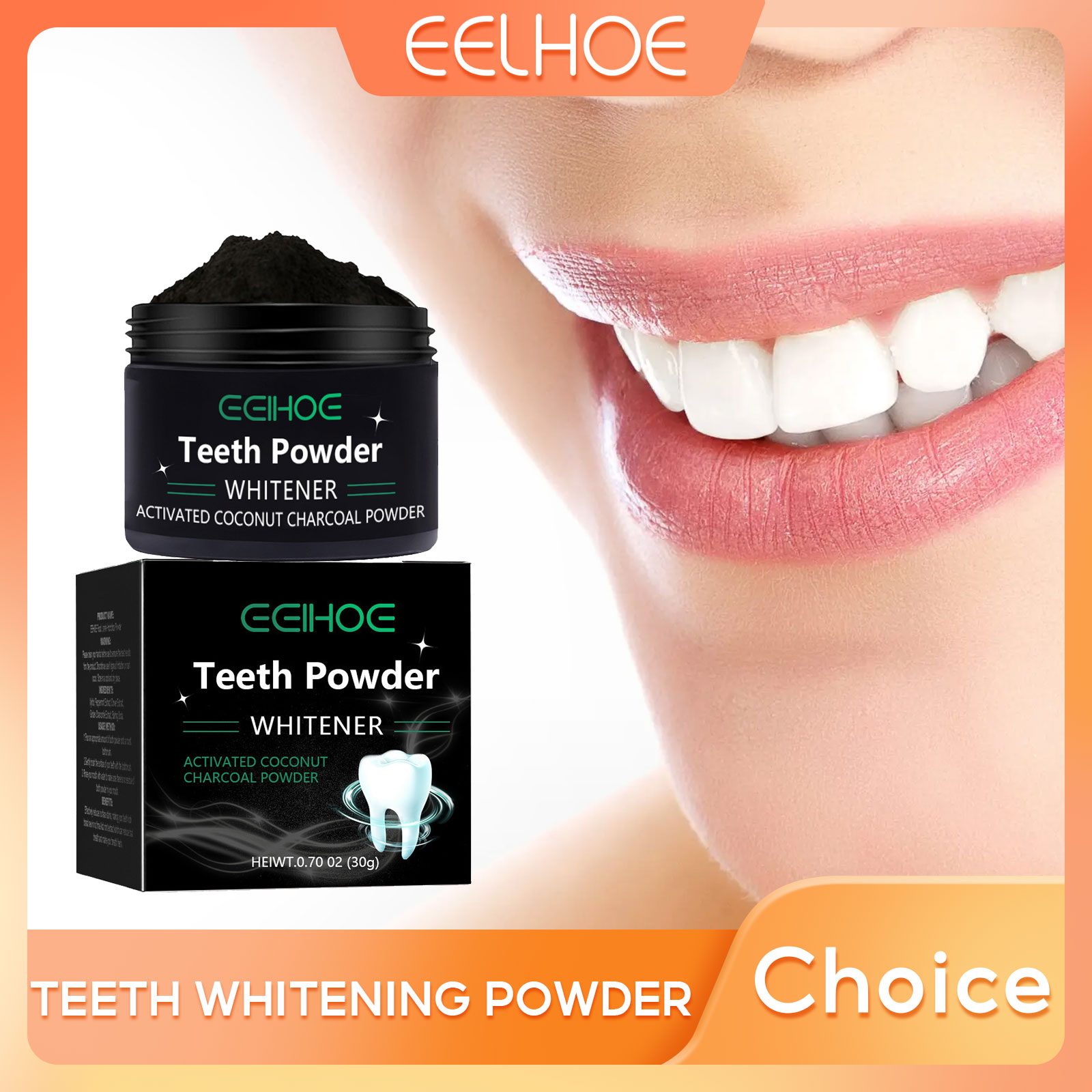 Teeth Whitening Charcoal Powder - EELHOE Polvere di carbone per prodotti