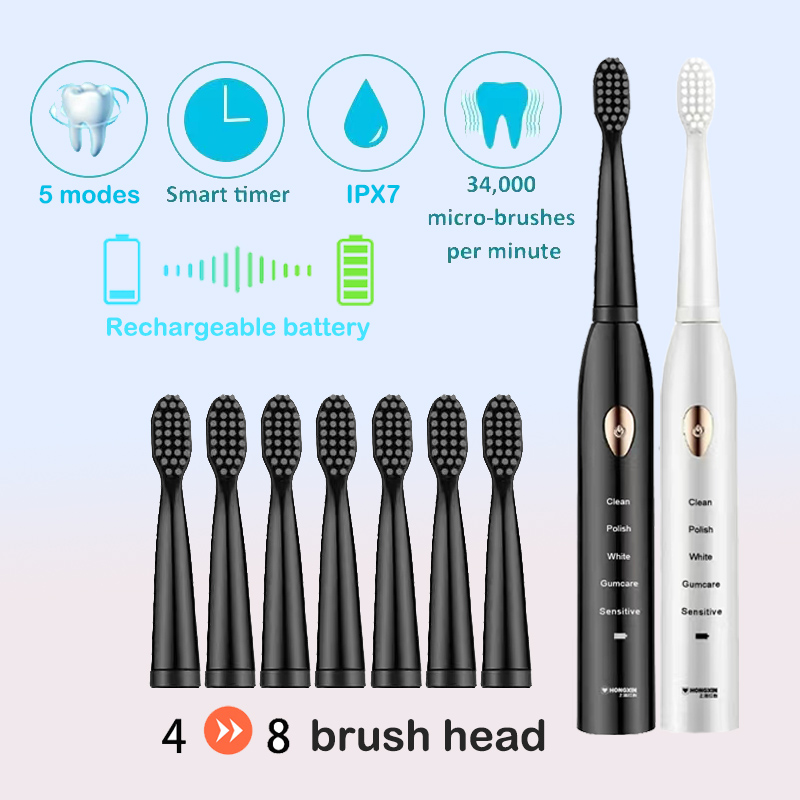 Electric Toothbrush Sonic - Spazzolino elettrico Modalità 5 marce Ricarica