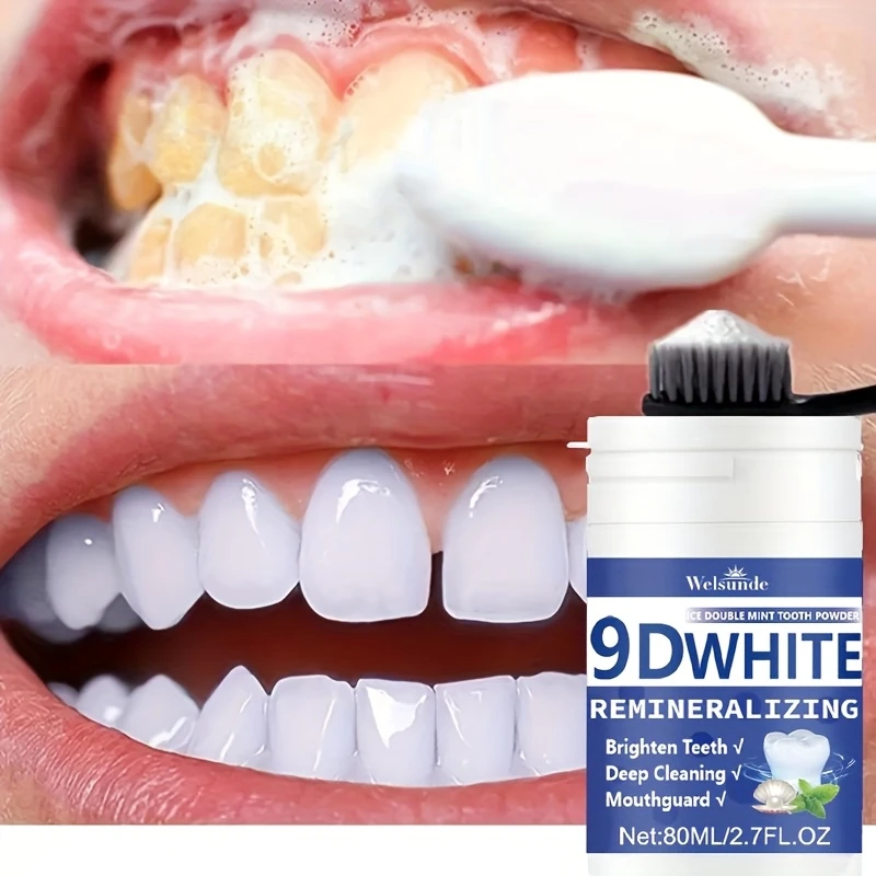 Teeth Whitening Q&M - Polvere Dentifricia Remineralizzante 9D con Idrossiapatite,