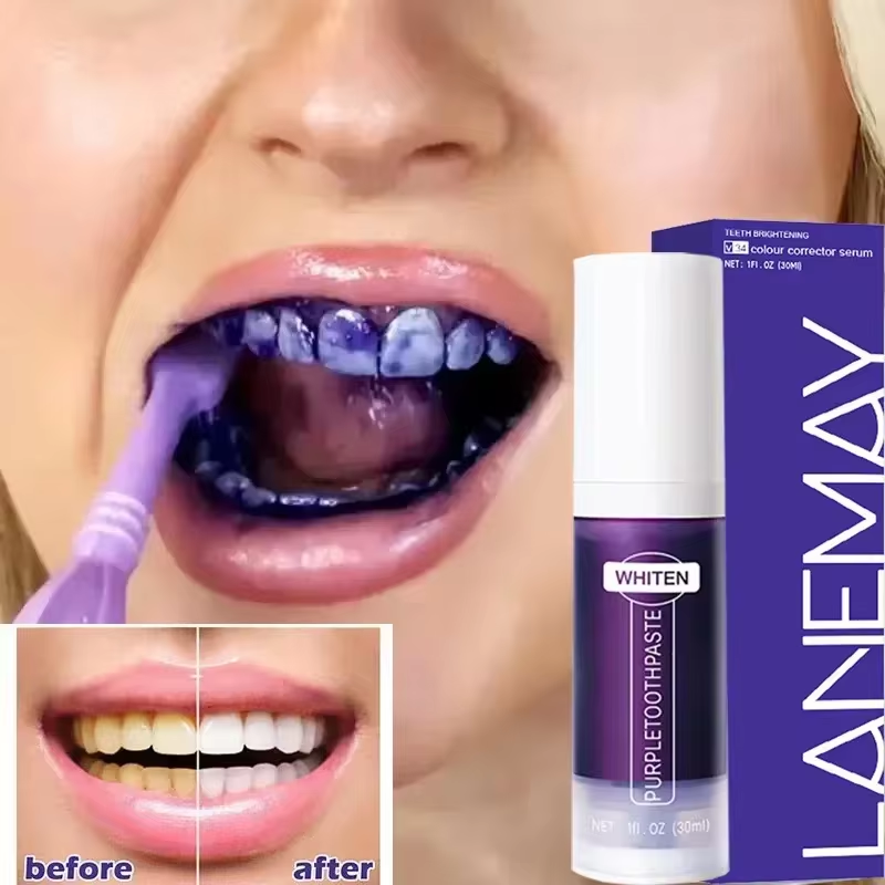Teeth Whitening Charcoal Powder - V34 Dentifricio sbiancante per denti viola